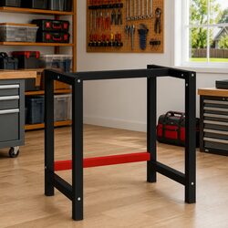 Heavy-Duty Metal Workbench Frame 80x57x79cm in Black Red