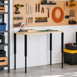 2 pcs Adjustable Work Bench Frames Metal 55x(69-95.5) cm Black