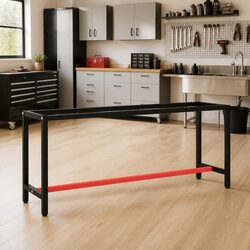 Metal Work Bench Frame with Powder-Coated Finish, Black Red