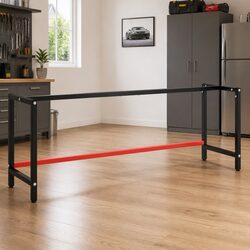 Metal Work Bench Frame with Reinforced Support in Matte Black