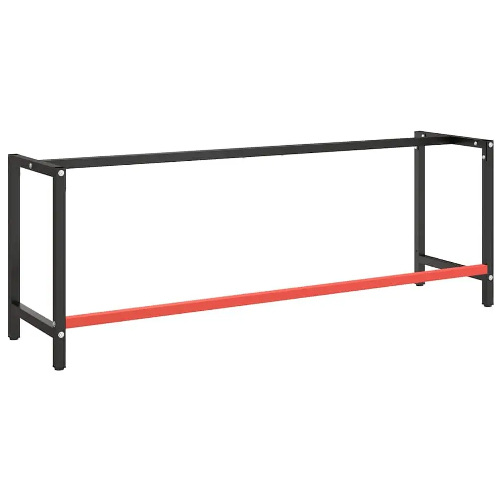 Heavy Duty Metal Workbench Frame Reinforced Support Legs Matte Black 220x57x79cm