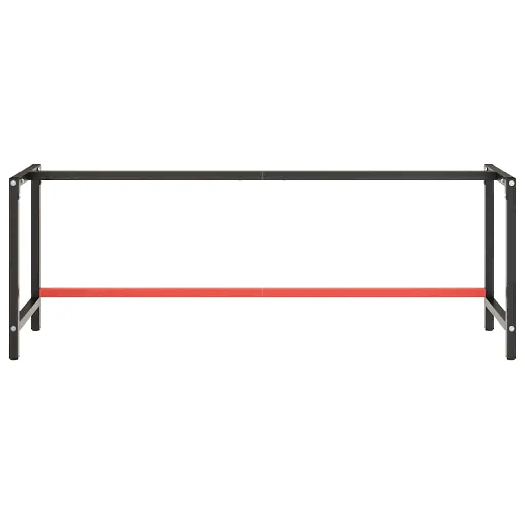 Heavy Duty Metal Workbench Frame Reinforced Support Legs Matte Black 220x57x79cm