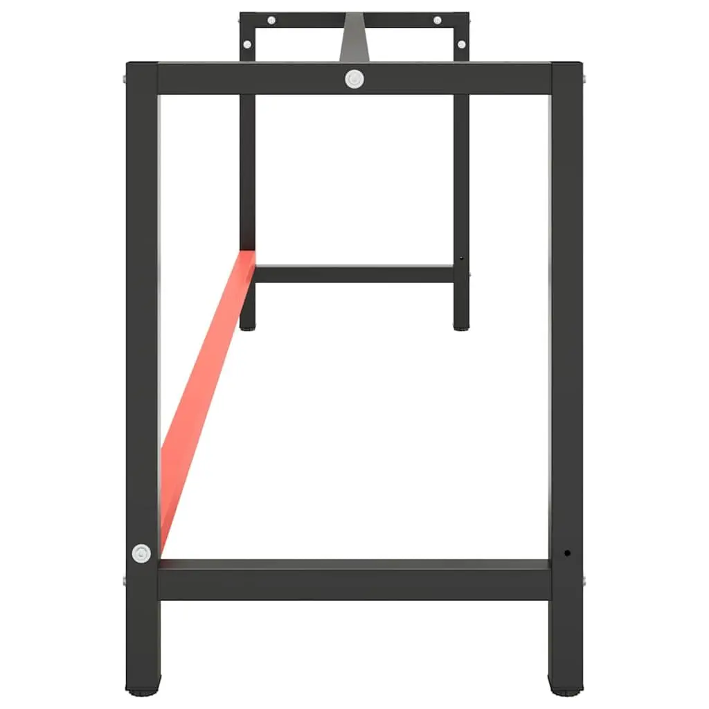 Heavy Duty Metal Workbench Frame Reinforced Support Legs Matte Black 220x57x79cm