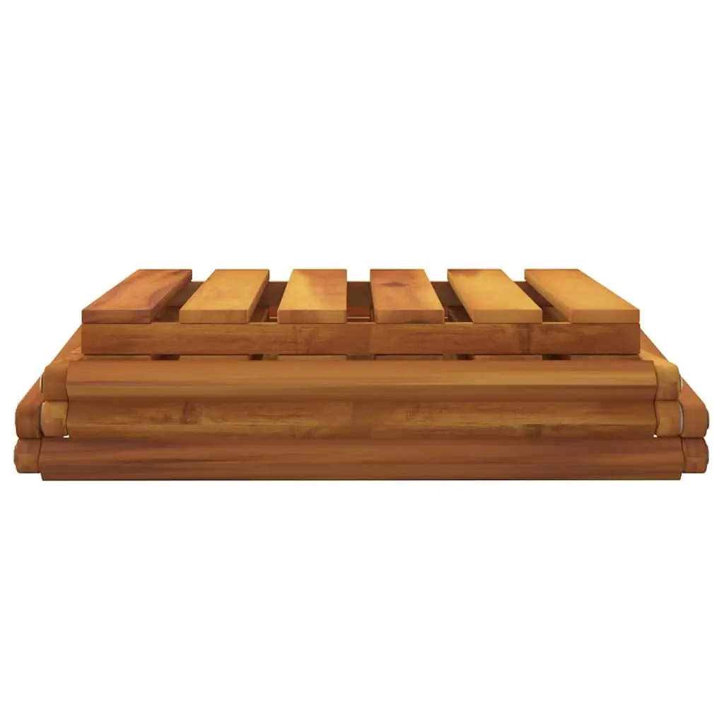 3-Tier Folding Shelf Solid Acacia Wood Compact Brown Storage Display Rack Unit