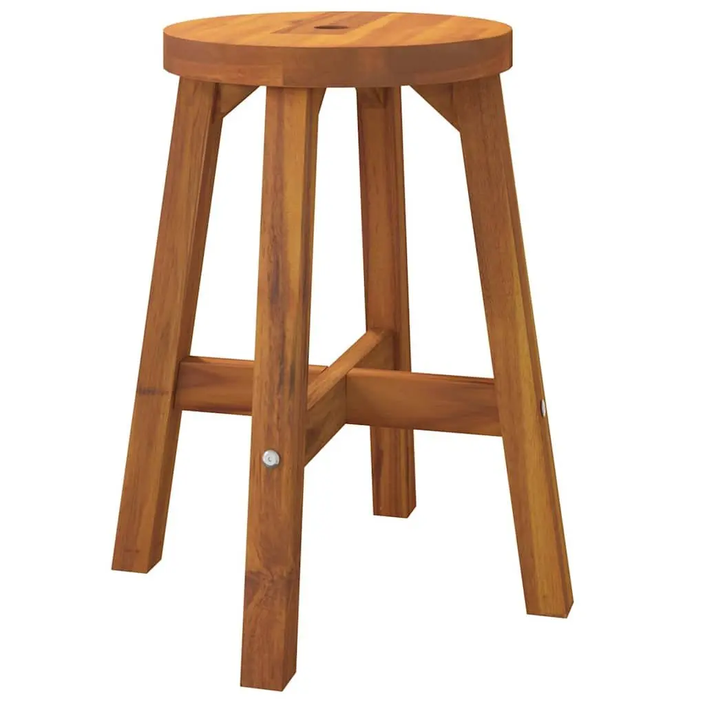 Round Wooden Stool Brown 38x38x45cm Solid Acacia Wood Indoor Outdoor Plant Side Table