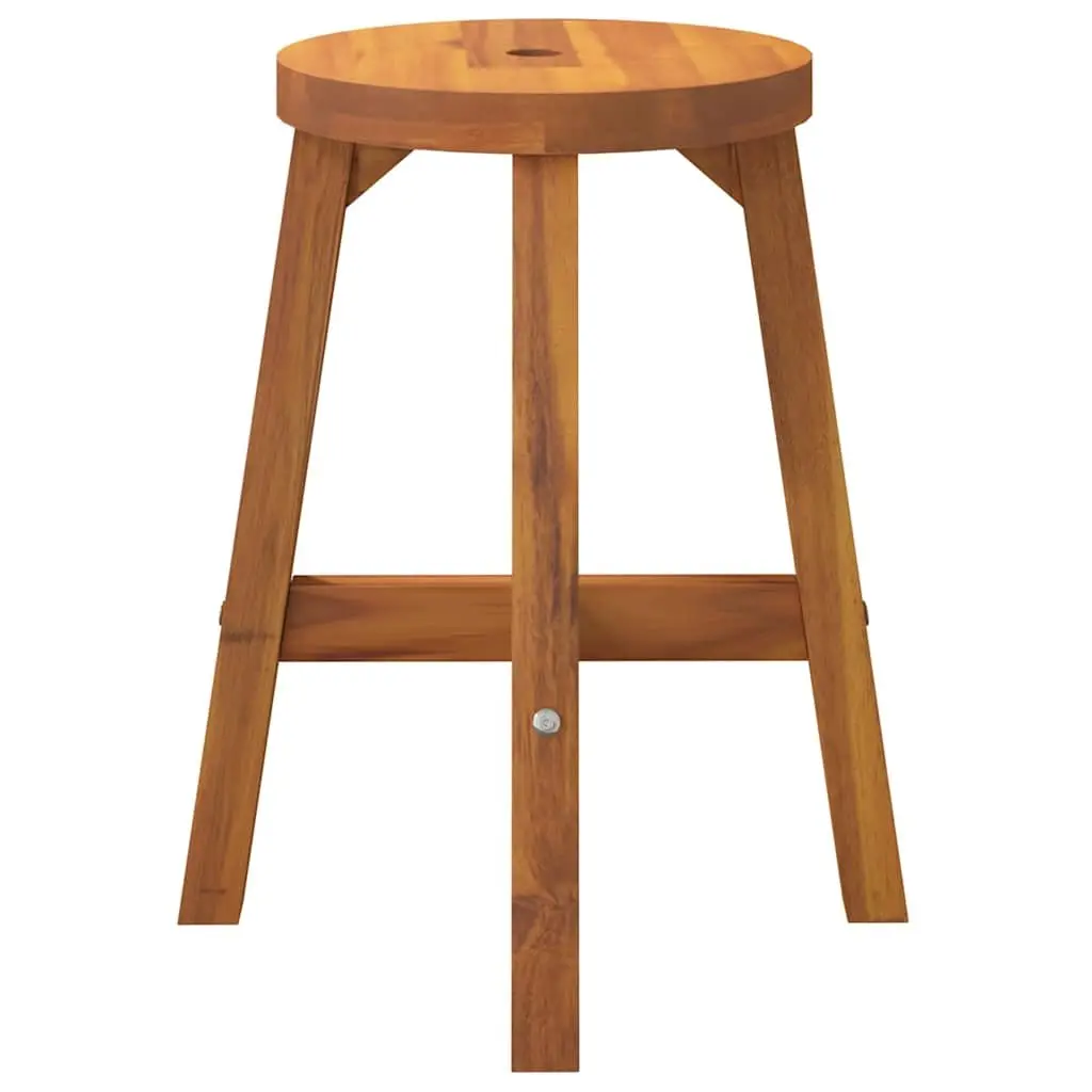 Round Wooden Stool Brown 38x38x45cm Solid Acacia Wood Indoor Outdoor Plant Side Table