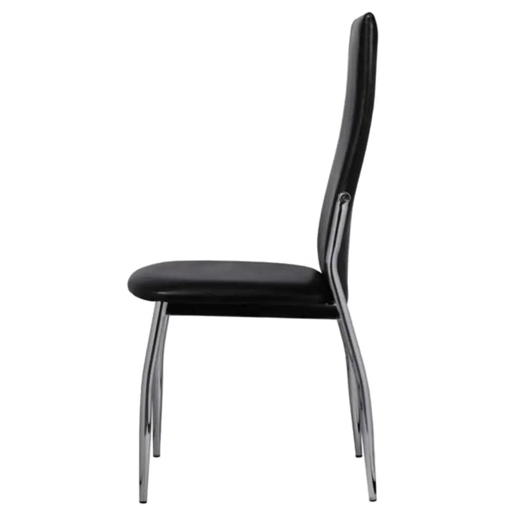 Dining Chairs High Backrest Comfort 6 Piece Black Modern Faux Leather Set