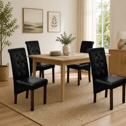 Dining Chairs Set of 4 with Padded Synthetic Leather