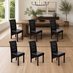 6-Piece Dining Chair Set with Brown Faux Leather