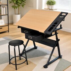 Art Drafting Table with Storage and Adjustable Height