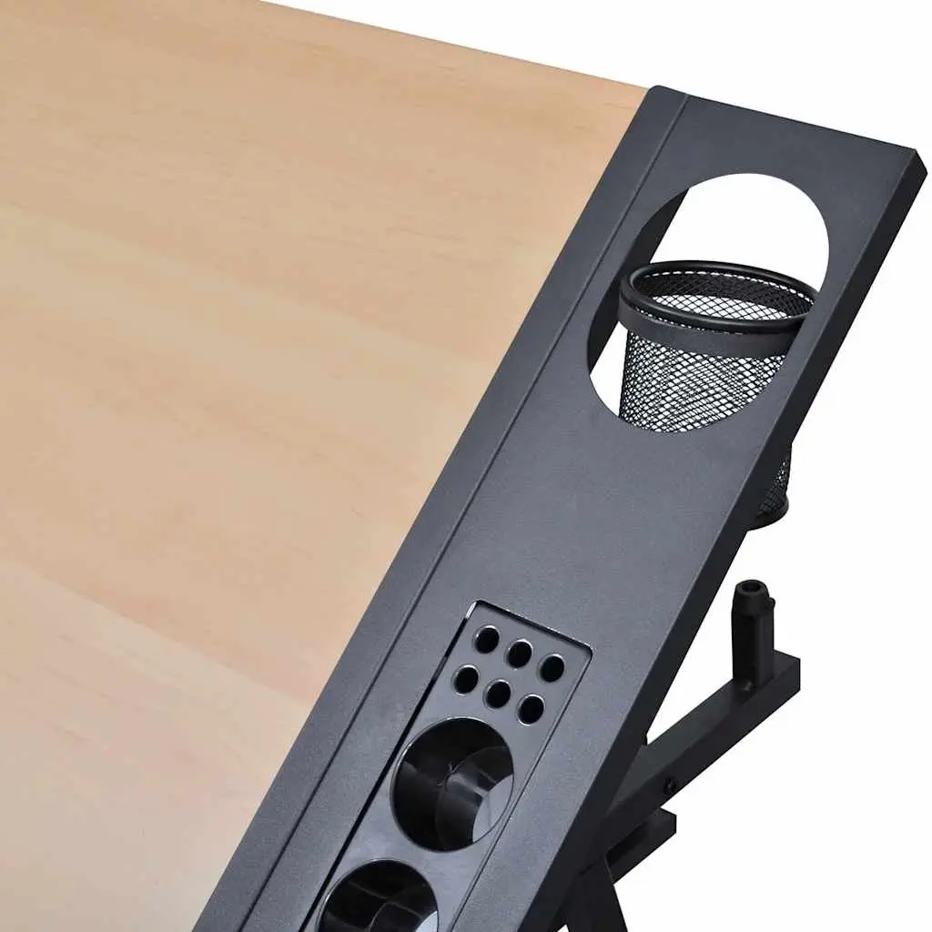 Drafting Table Tiltable Top Adjustable Height Brown