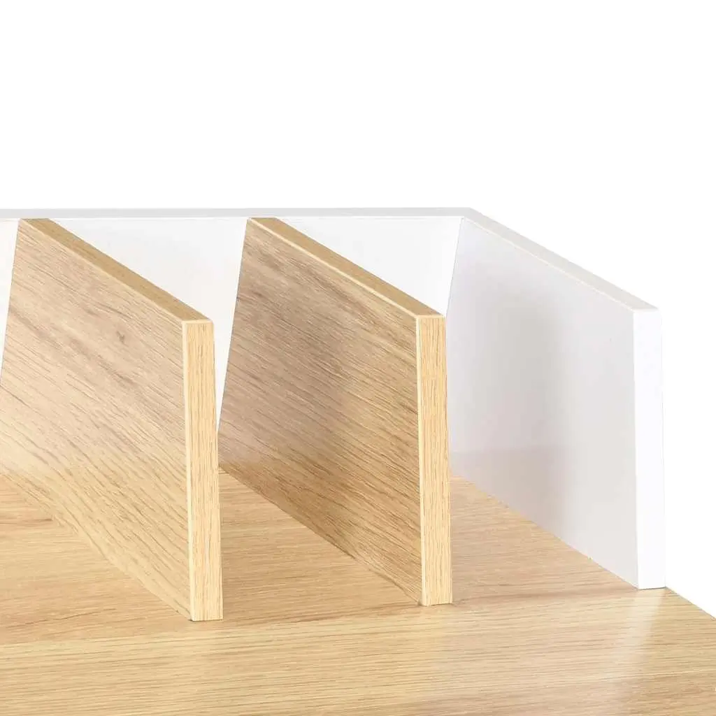 Office Desk Compact Workstation 80cm White Natural Wood
