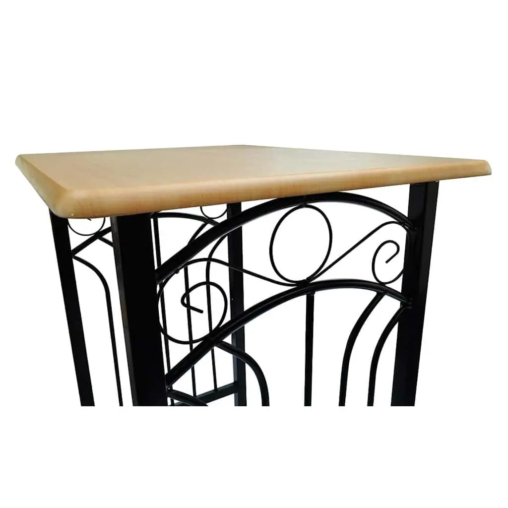 Breakfast Dining Set Space Saving Rectangular Table with 2 High Stools Black