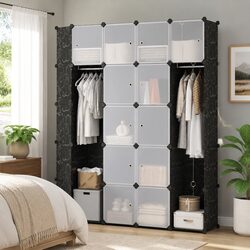 Black Modular Cabinet with 14 Storage Compartments