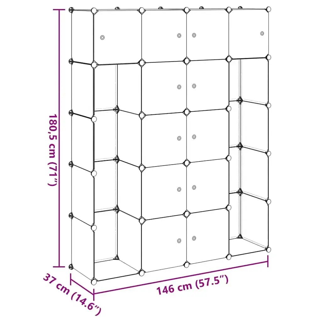 Modular Cabinet Flexible Storage 14 Compartments Black