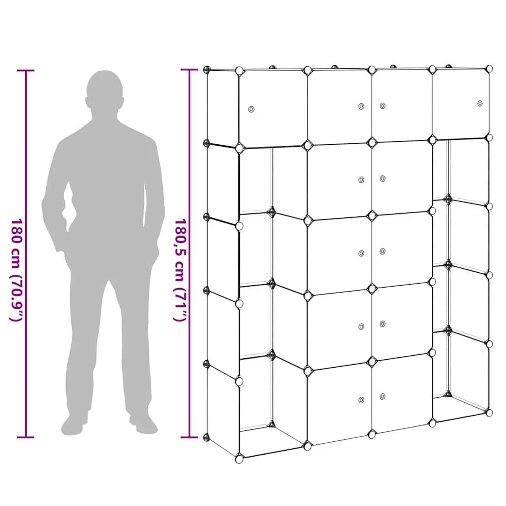 Modular Cabinet Flexible Storage 14 Compartments Black