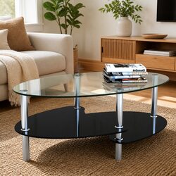 Black Coffee Table with Solid Construction and 3 Layers