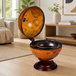 Rotating Tabletop Globe Bar with Nautical Design