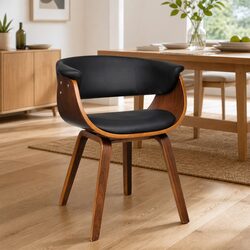 Bent Wood Frame Dining Chair with Faux Leather Seat