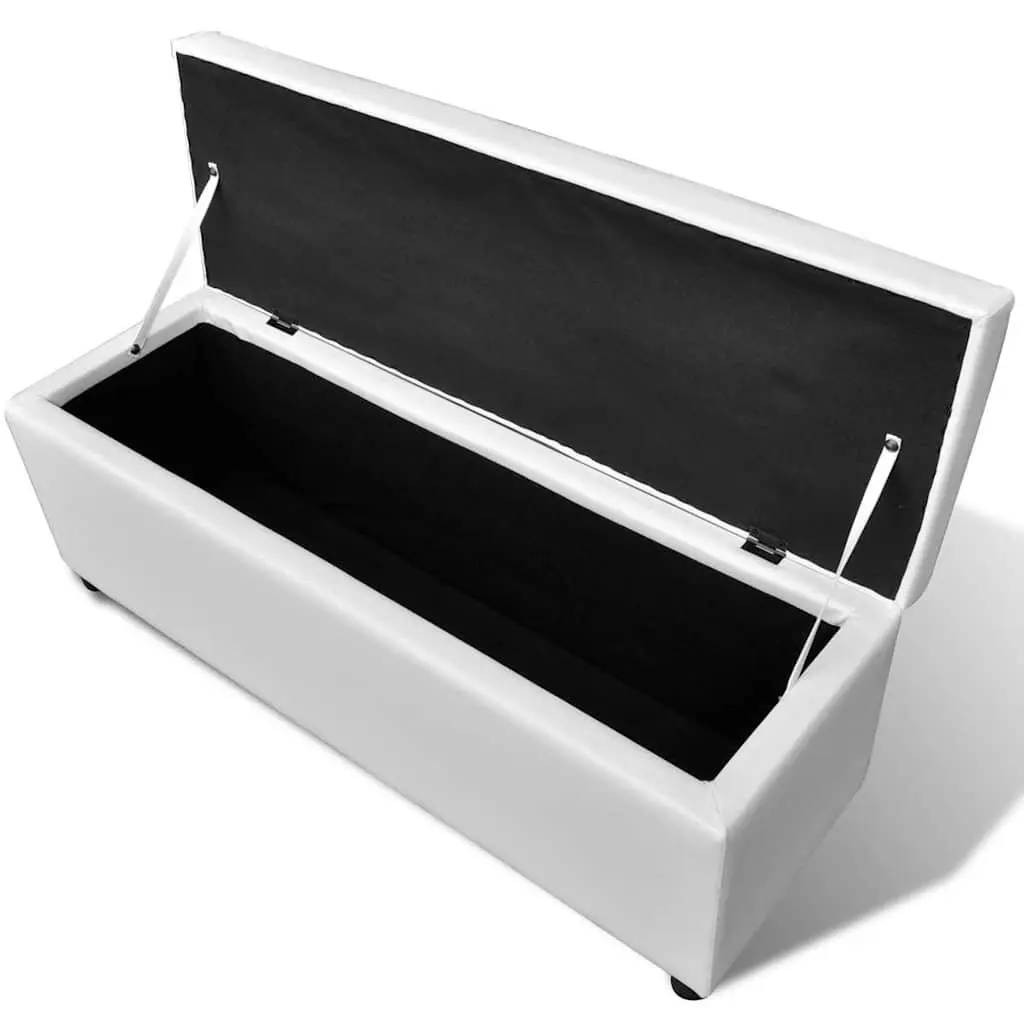 Storage Bench Padded Seat Large White Wood