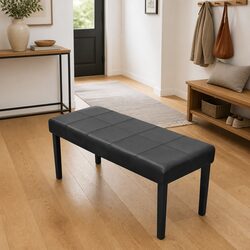 Black Artificial Leather Storage Bench with Wood Frame
