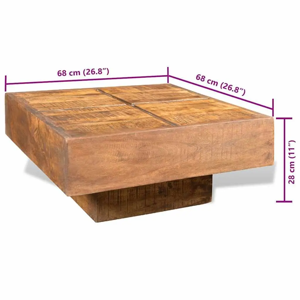 Square Coffee Table Antique Style Retro Brown Solid Mango Wood