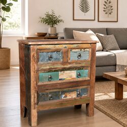 4-Drawer Reclaimed Wood Storage Cabinet with Sturdy Surface