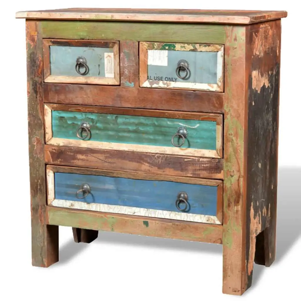 Chest of Drawers Reclaimed Wood Vintage Style 4 Drawer Brown