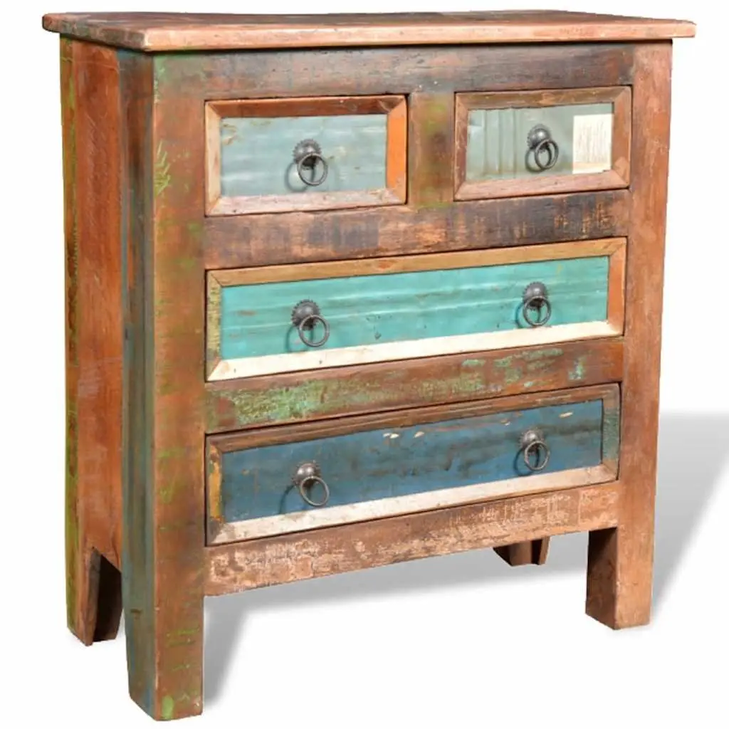 Chest of Drawers Reclaimed Wood Vintage Style 4 Drawer Brown