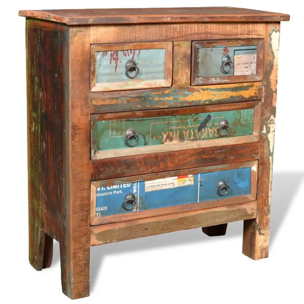 Chest of Drawers Reclaimed Wood Vintage Style 4 Drawer Brown