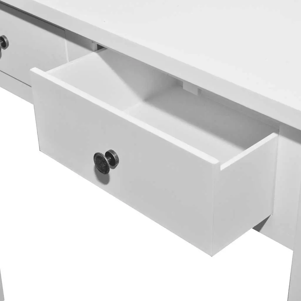 Console Table Compact Two Drawers White