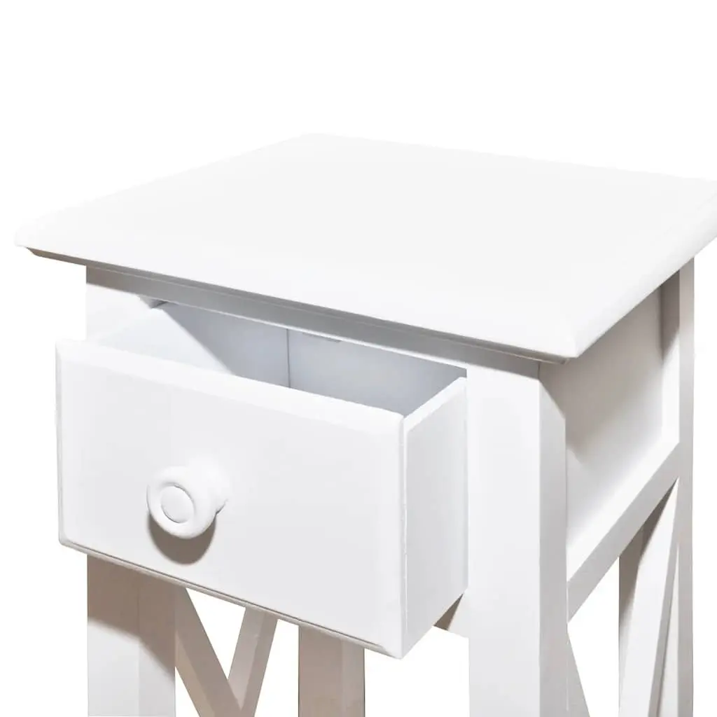 End Table with Drawer Storage Accent Side Table White