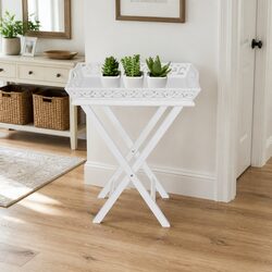 Practical White Side Table with Removable Tray