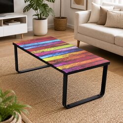 Rectangular Coffee Table with Tempered Glass Top