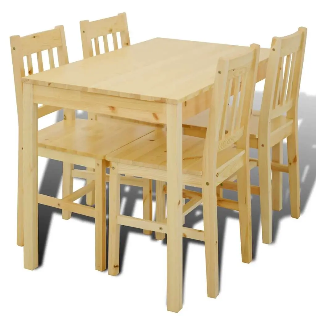 Wooden Dining Table Set with 4 Chairs Easy to Clean Brown