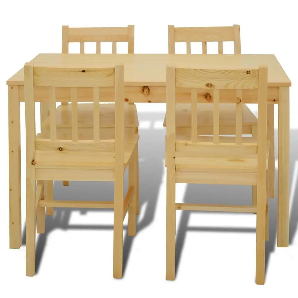 Wooden Dining Table Set with 4 Chairs Easy to Clean Brown