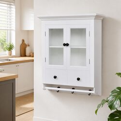 High-Quality Wooden Kitchen Wall Cabinet with Glass Doors