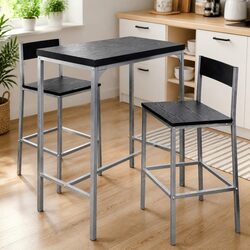 Black Counter Height Breakfast Bar Set with 2 Stools