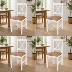 4-Piece Solid Pine Wood Dining Chair Set in White
