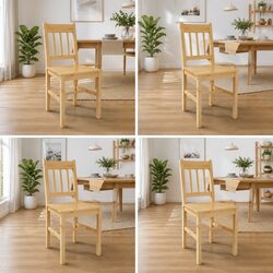 Set of 4 Ergonomic Dining Chairs in Beige Pinewood