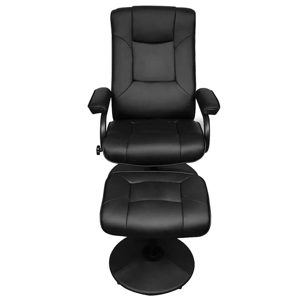 Reclining Armchair with Footstool Soft Backrest Black Faux Leather