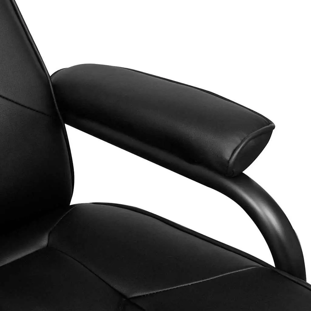 Reclining Armchair with Footstool Soft Backrest Black Faux Leather