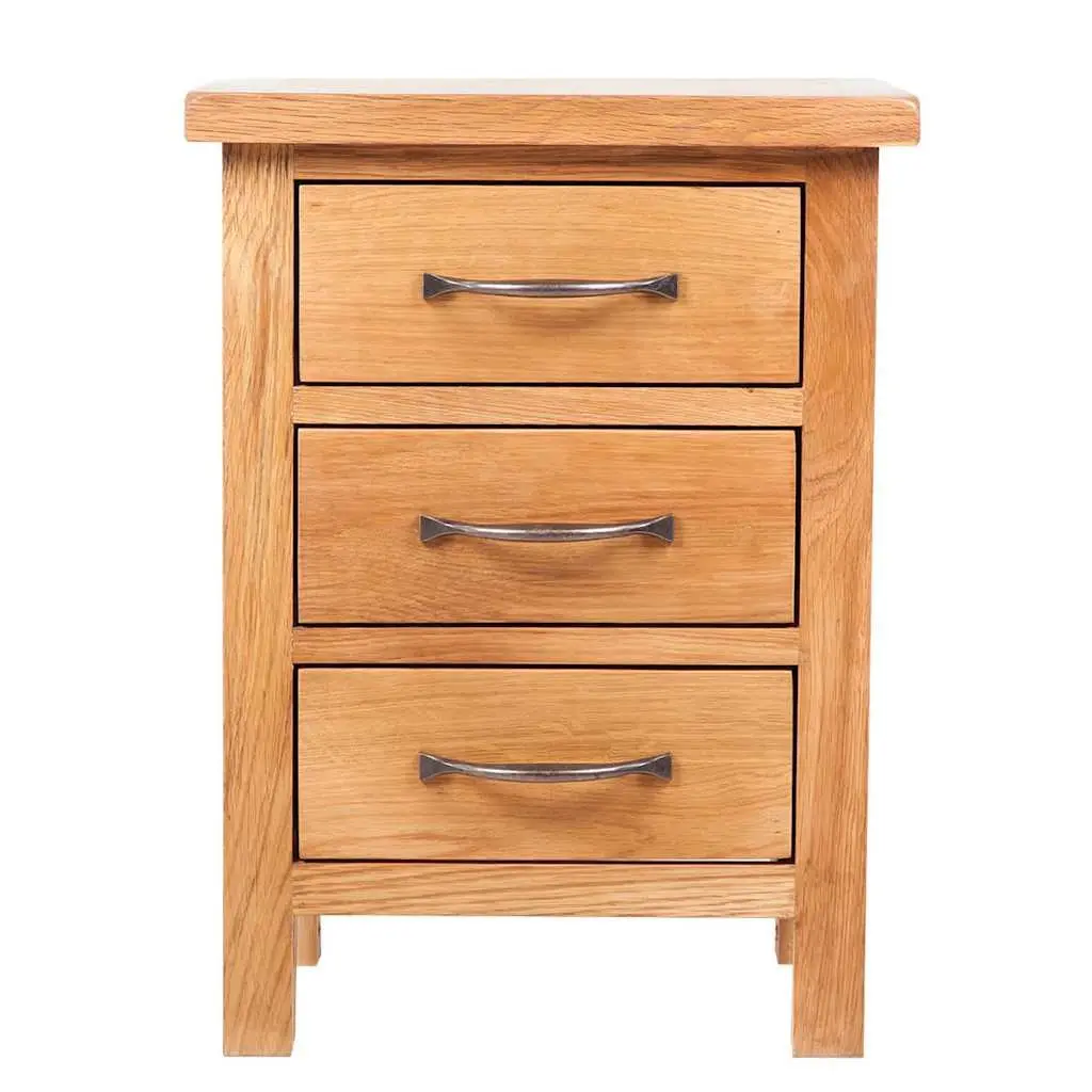 Wooden Bedside Table 3 Drawer Storage Rustic Brown 40 x 30 x 54 cm