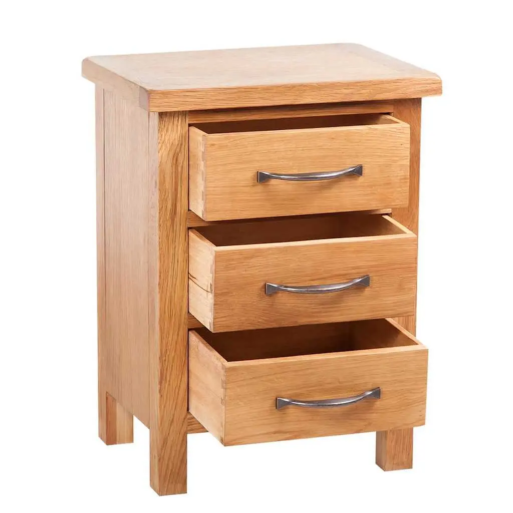 Wooden Bedside Table 3 Drawer Storage Rustic Brown 40 x 30 x 54 cm