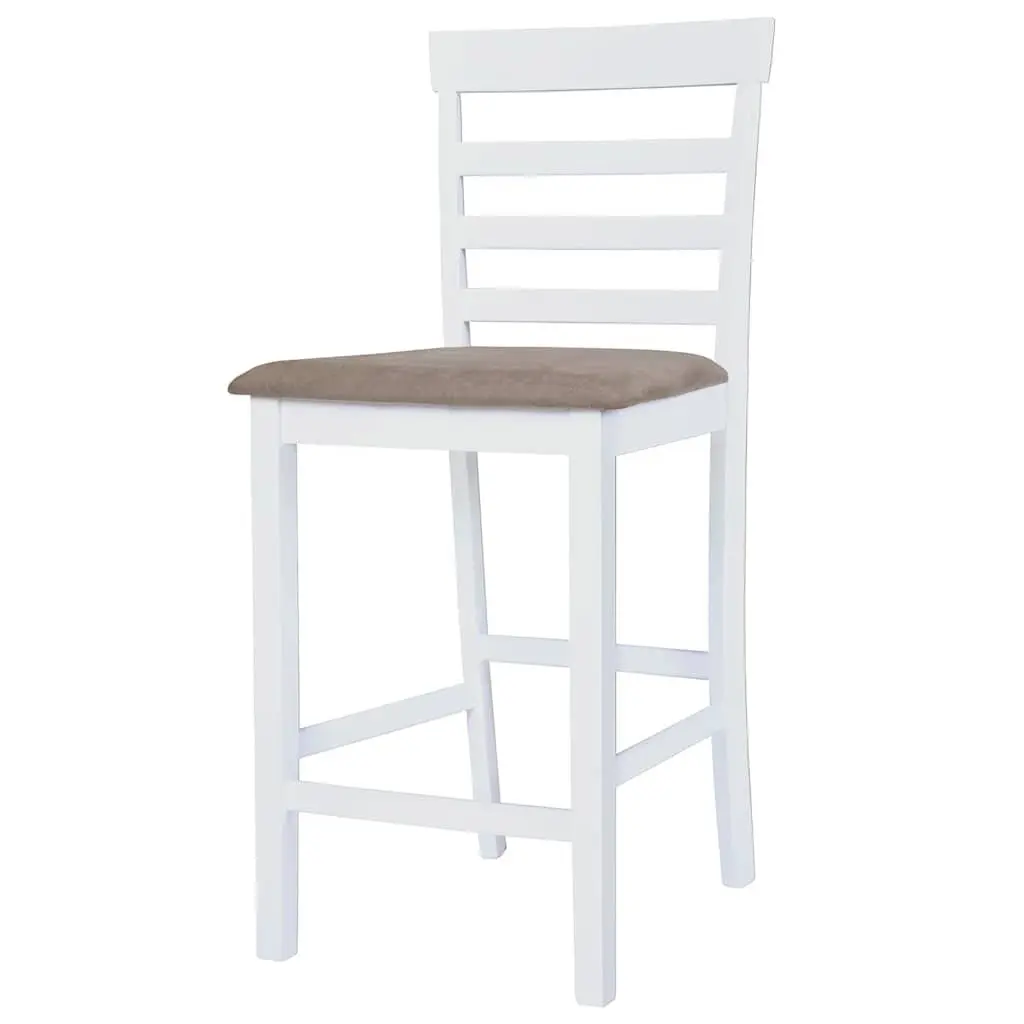 Bar Stools Foam Padded Seat White Fabric 2 Piece Set