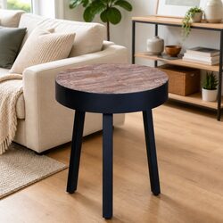 Round End Table Crafted from Reclaimed Wood