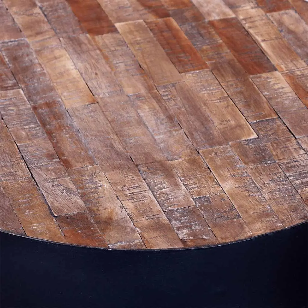 Round Side Table Vintage Black Reclaimed Wood