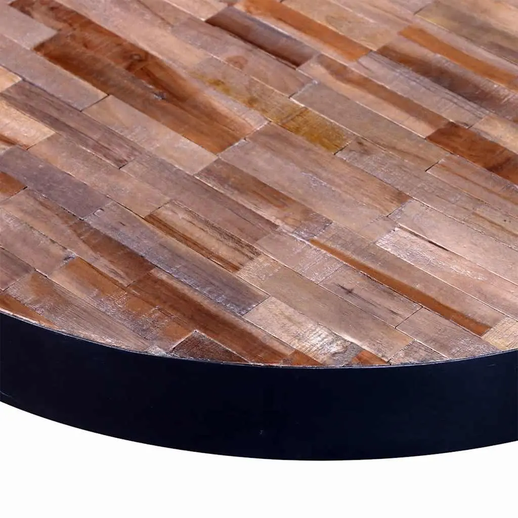 Round Coffee Table Vintage Handmade Reclaimed Wood Black