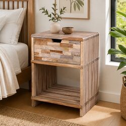 Functional Brown Wooden Nightstand with Drawer Storage