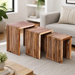 3-Piece Stackable Nesting Table Set in Reclaimed Wood